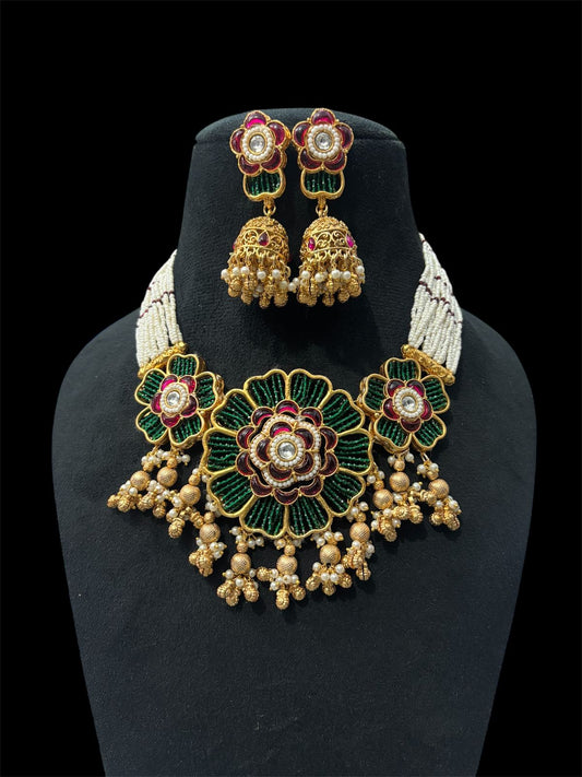 Ladies Designer Necklace With Ear Rings